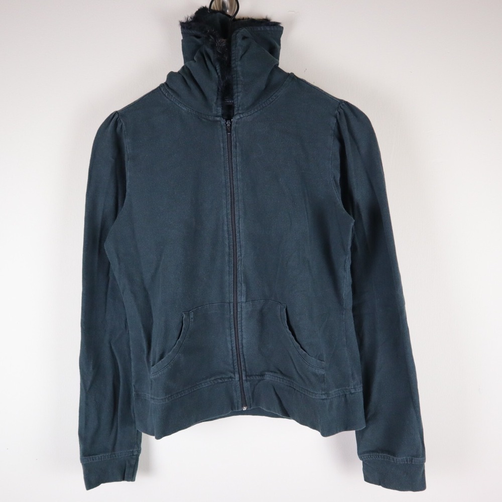 Mossimo Women's Full Zip‎ Stretch Hoodie Faux Fur Trim Hood Size Small 18.5x21.5